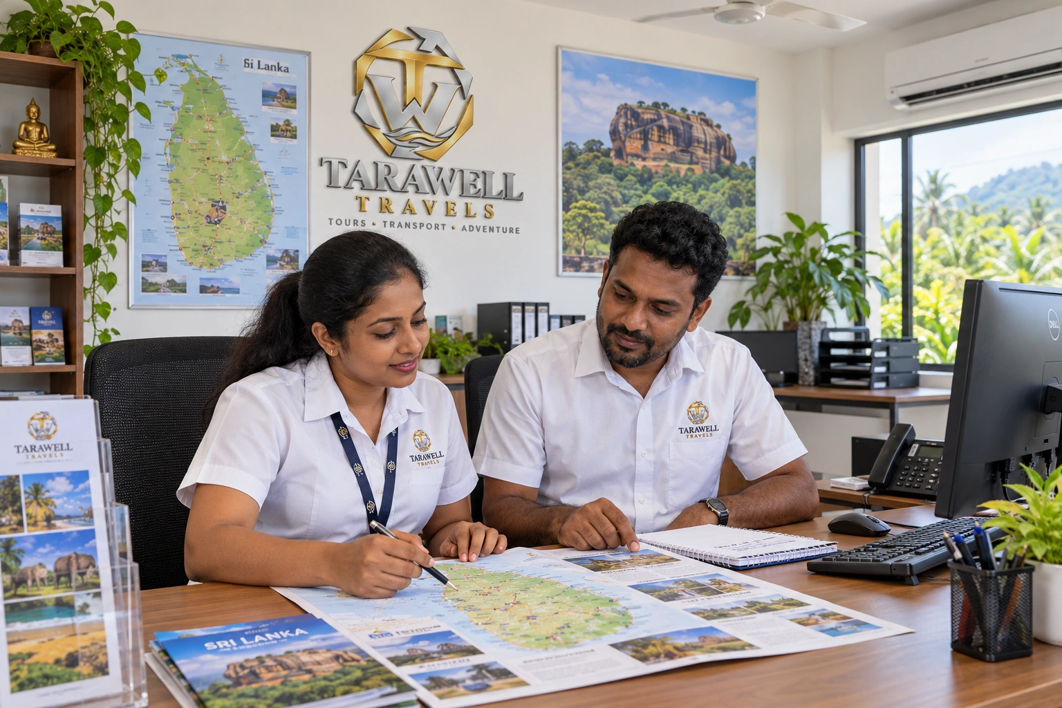 Office staff planning an itinerary