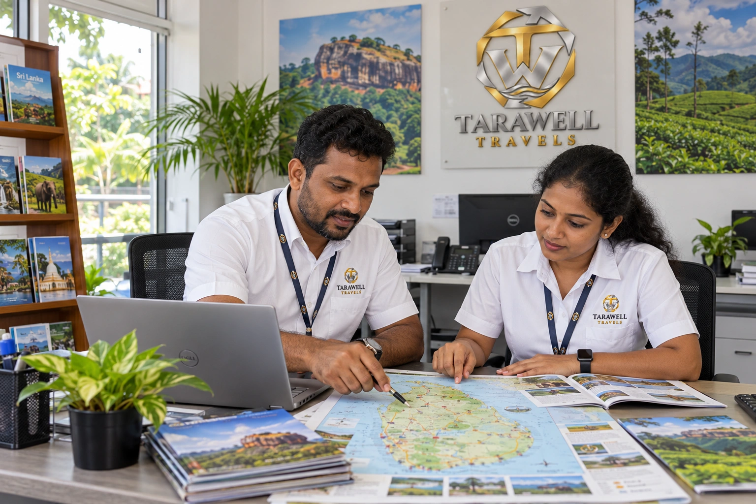 Staff walking guests through their itinerary