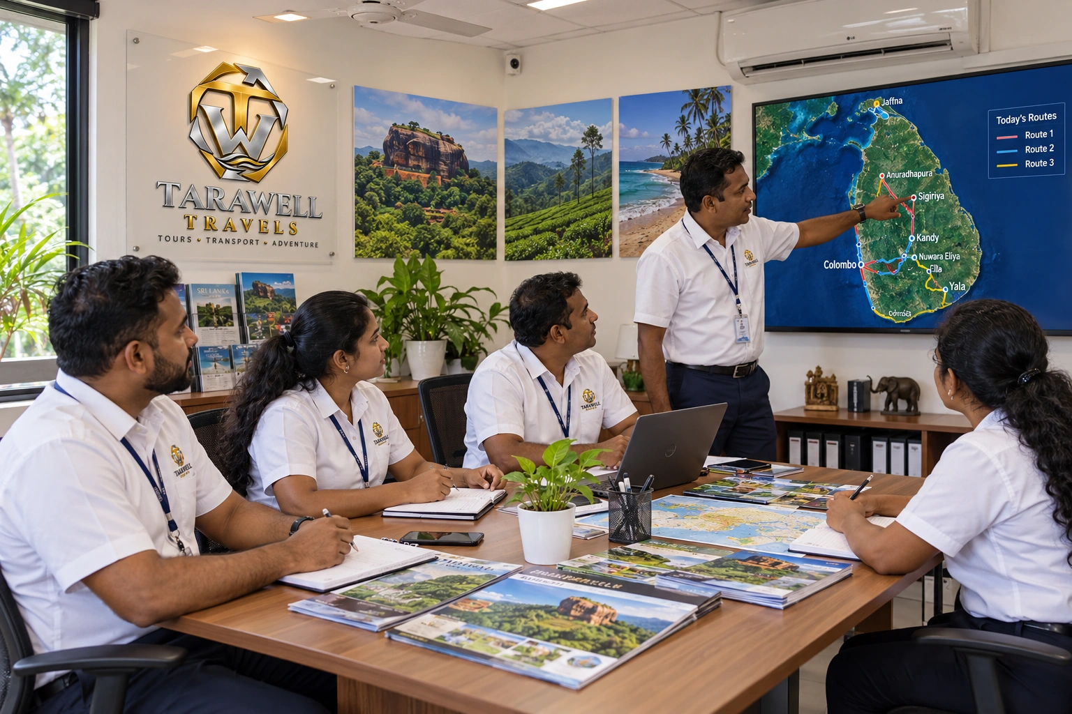 Operations team briefing in the meeting room