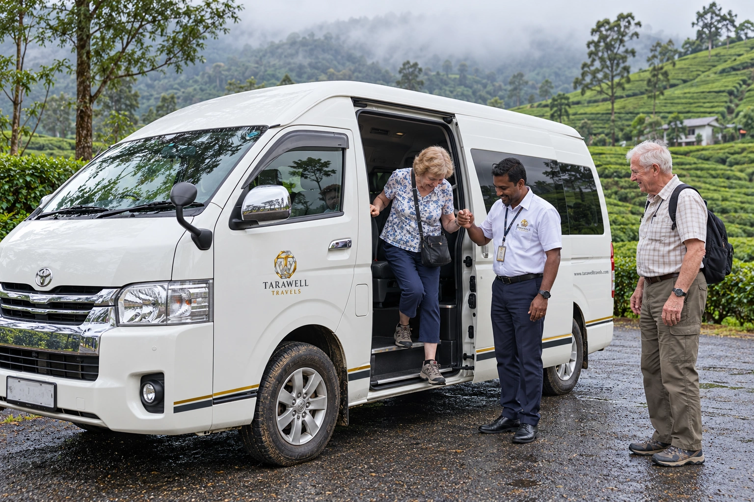 Guide with guests in tea country