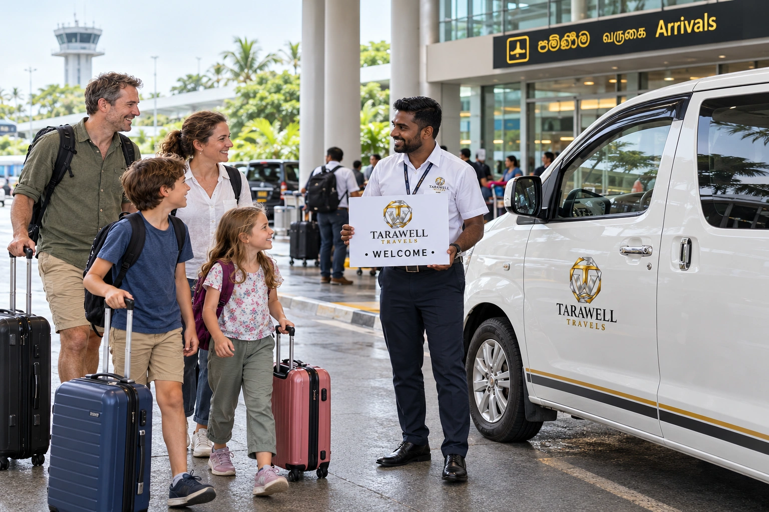 Chauffeur-guide welcoming guests at the airport