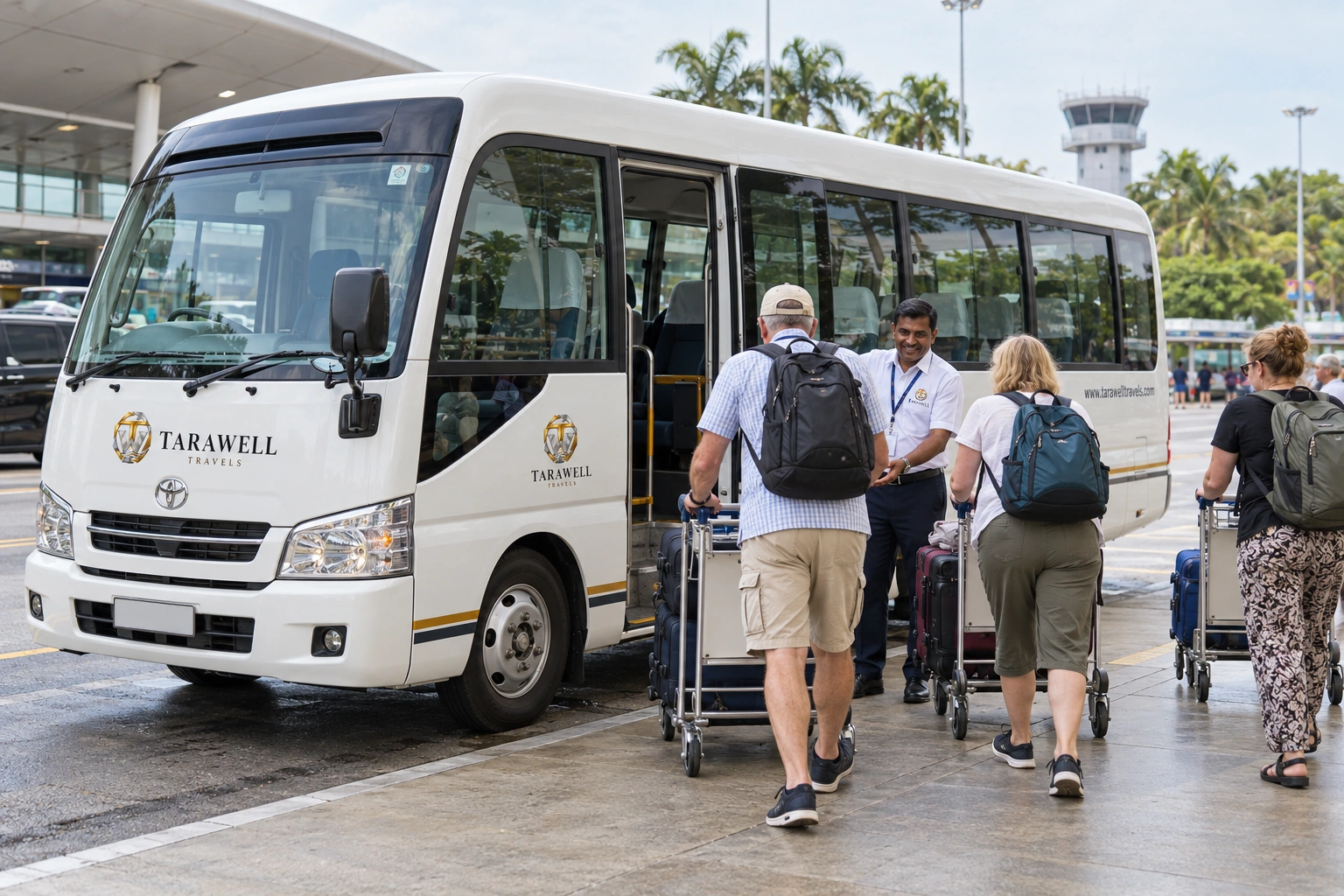 Airport arrival with luggage loaded by our driver