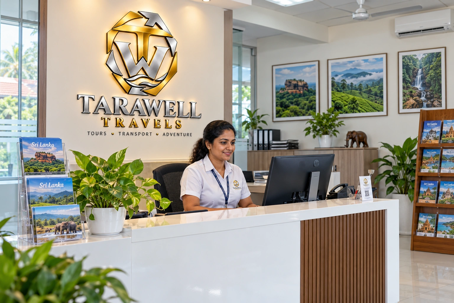 Tarawell Travels office reception desk in Yatiyanthota